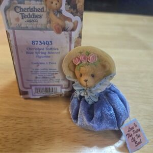 Cherished Teddies Blue Spring Bonnet Figurine